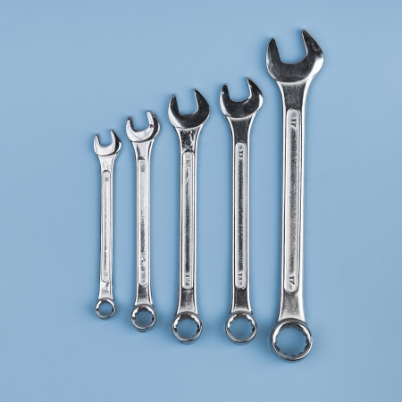 Set 5 Chiavi Combinate a Forchetta e Poligonale Cromate Lucide