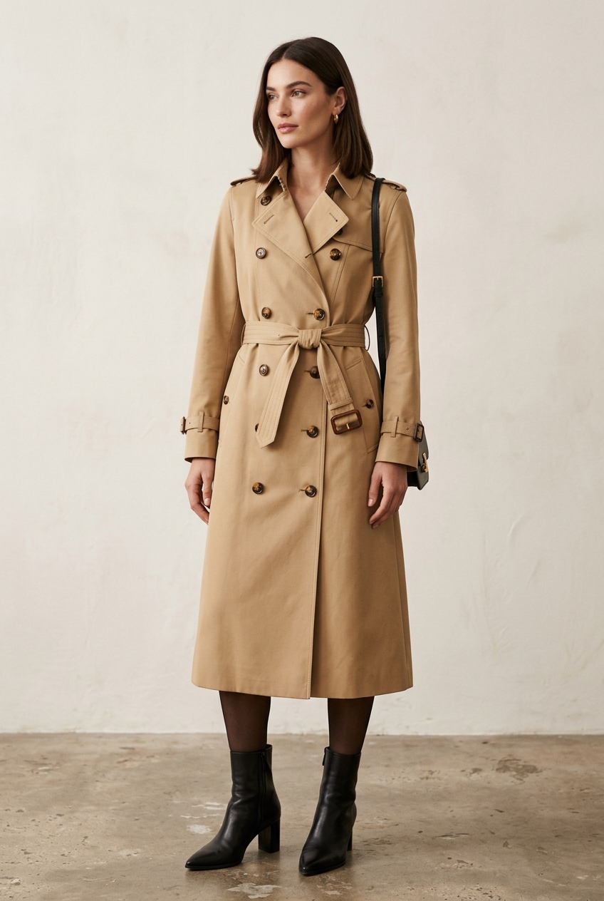 Trench Heritage Miele Doppio Petto con Cintura