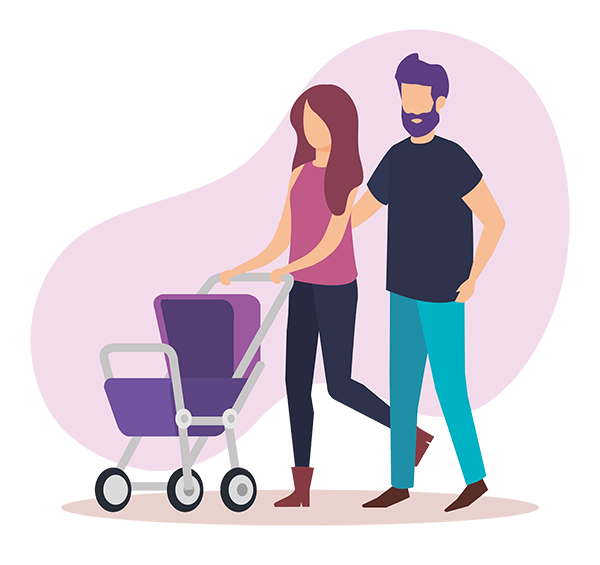 Famiglia con passeggino