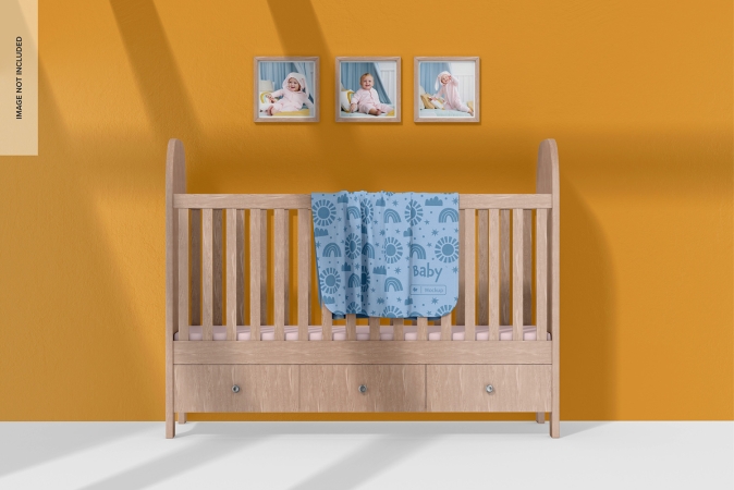 Lettino Neonato in Legno Naturale con Cassettiera Salvaspazio