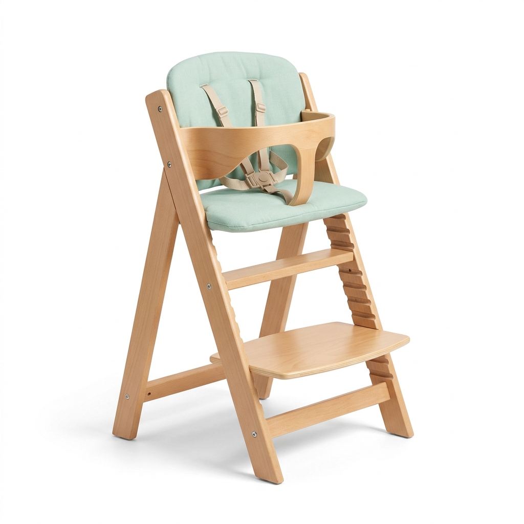 Seggiolone Pappa Evolutivo in Faggio Naturale con Baby Set