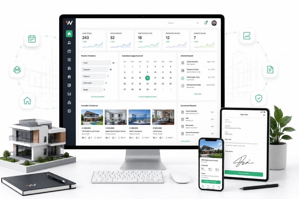 CRM Immobiliare, Trattative e Firma Fogli Visita