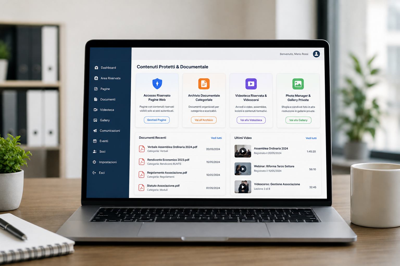 Gestione Pagine, Gallery, Documenti e Video Riservati