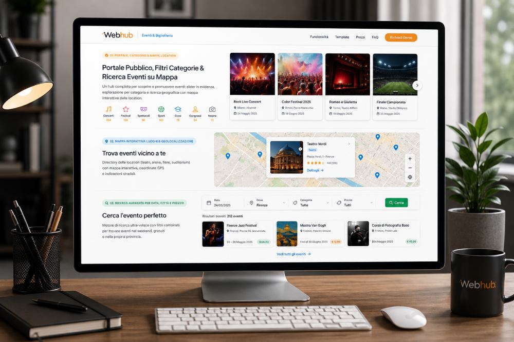 Portale Eventi, Categorie e Mappe Location