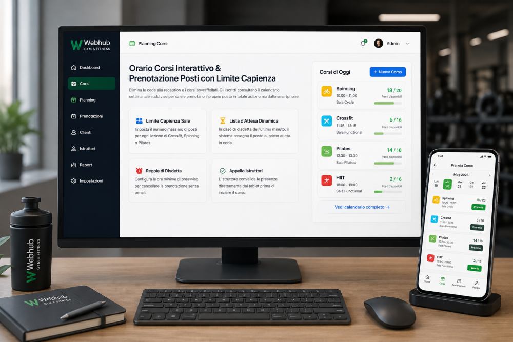 Orario Corsi Interattivo & Prenotazione Posti con Limite Capienza