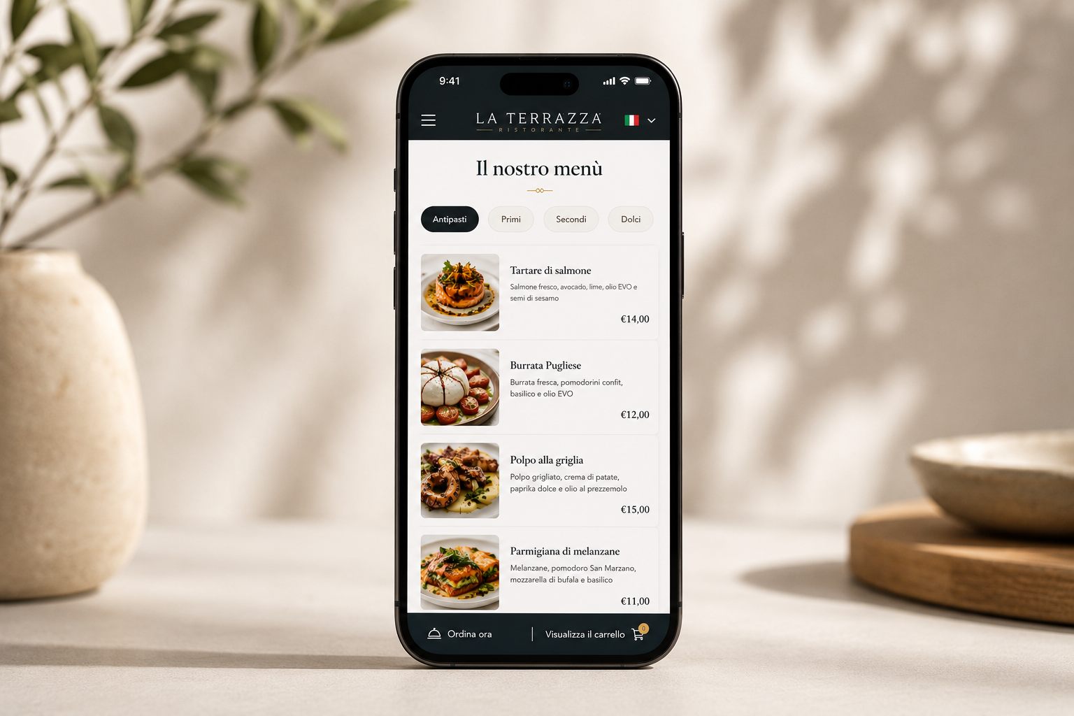 Menù digitale e prenotazione tavolo per ristorante